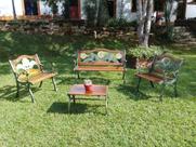 Conjunto de Mesa em Madeira e Alumínio Fundido Girassol Unifer Móveis