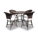 Conjunto de Mesa Fibra Sintética Arcobalena - 4 Poltronas + 1 Mesa - Tecido Duna Cru