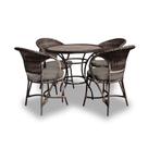 Conjunto de Mesa Fibra Sintética Arcobalena - 4 Poltronas + 1 Mesa - Tecido Duna Fendi