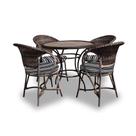 Conjunto de Mesa Fibra Sintética Arcobalena - 4 Poltronas + 1 Mesa - Tecido Friso Preto