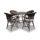 Conjunto de Mesa Fibra Sintética Arcobalena - 4 Poltronas + 1 Mesa - Tecido Illimani Preto