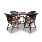 Conjunto de Mesa Fibra Sintética Arcobalena - 4 Poltronas + 1 Mesa - Tecido Maui Preto