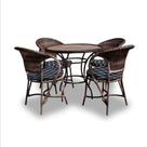 Conjunto de Mesa Fibra Sintética Arcobalena - 4 Poltronas + 1 Mesa - Tecido Nautical Marinho