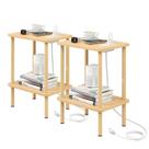 Conjunto de mesa final Apicizon de 2 camadas com carregamento USB, 40x30x52 cm