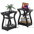Conjunto de mesa final FROMJBEST Black com estação de carregamento, 2 peças