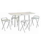 Conjunto de Mesa Flor Retangular Dobrável Branco e Cromado 4 Banquetas Dobráveis - Criativa