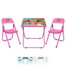Conjunto De Mesa Infantil Com 2 Cadeiras Dobrável Aço Jogo