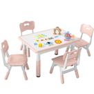 Conjunto de mesa infantil e 4 cadeiras DOREROOM ajustável 80 x 60 cm Conjunto de mesa infantil e 4 cadeiras DOREROOM ajustável 80 x 60 cm