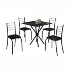 Conjunto De Mesa Ipanema 0,75m Com 4 Cadeiras Martelado Grafite Teixeira