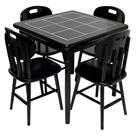 Conjunto de Mesa Jantar Mosaico com 4 cadeiras Preto - DG Móveis