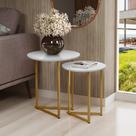 Conjunto de Mesa Lateral Jade Sala Estar Pé de Aço Dourado Conjunto de Mesa Lateral Jade Sala Estar Pé de Aço Dourado