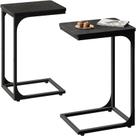 Conjunto de mesa lateral QEEIG C Table Living Room Black (pacote com 2)