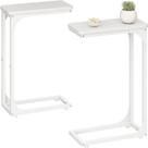 Conjunto de mesa lateral QEEIG, estreita, em forma de C, sala de estar branca x2