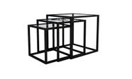 Conjunto De Mesa Lateral Trio Isabela Preto Tampo Vidro 3