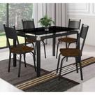 Conjunto De Mesa Malva Com 4 Cadeiras Tampo De Vidro 107cm SF Preto Fosco Assento Preto Imbuia Artefamol