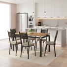 Conjunto de Mesa Malva Com 6 Cadeiras 151 Tampo BP 136cm Cor SF Preto Assento Cedro
