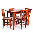 Conjunto de Mesa Mônaco 110x80 com 4 Cadeiras Estofadas Mel JM Móveis