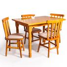 Conjunto de Mesa Mônaco 110x80 com 4 Cadeiras Estofadas Natural JM Móveis