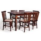 Conjunto de Mesa Mônaco 160x80 com 6 Cadeiras Estofadas Imbuia JM Móveis