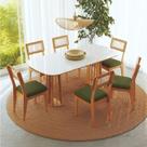 Conjunto de Mesa Oval com 6 Cadeiras 100% MDF com Encosto Telado Bolonha Verde/Freijó/Off White Conjunto de Mesa Oval com 6 Cadeiras 100% MDF com Encosto Telado Bolonha Verde/Freijó/Off White
