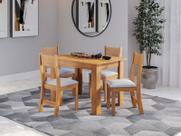 Conjunto de mesa PALLACE com 4 cadeiras BRISA MEL/LINHO INOX