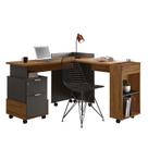 Conjunto de Mesa Para Escritório Estudos Alessa M1 M2 Lukaliam Amêndoa/Chumbo