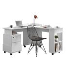 Conjunto de Mesa Para Escritório Estudos Alessa M1 M2 Lukaliam Branco