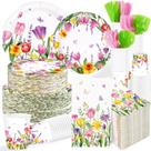 Conjunto de mesa para festa floral com tulipas Greencian 400 peças