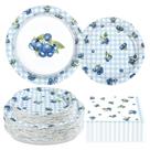 Conjunto de mesa para festa Greencian 200 peças com pratos de mirtilo Conjunto de mesa para festa Greencian 200 peças com pratos de mirtilo