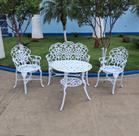 Conjunto de Mesa Para Jardim com Namoradeira e Mesa Alta 70 cm Jardim em Alumínio Fundido Unifer Móveis