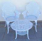 Conjunto de Mesa Para Jardim Copacabana com 2 Poltronas e Mesa Baixa em Alumínio Fundido Unifer Móveis