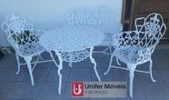 Conjunto de Mesa Para Jardim Floral com Namoradeira e Mesa Alta em Alumínio Fundido Unifer Móveis