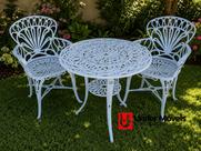 Conjunto de Mesa Para Jardim Primavera com 2 Poltronas e Mesa Alta em Alumínio Fundido Unifer Móveis