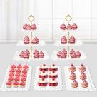 Conjunto de Mesa para Sobremesas PinCute 5 Peças Suporte para Cupcake e Bandejas Conjunto de Mesa para Sobremesas PinCute 5 Peças Suporte para Cupcake e Bandejas