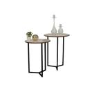 Conjunto de Mesa redonda Alice Preto em aço e tampo Mdf