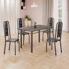 Conjunto de Mesa Retangular 120x75cm Tampo Ardósia Indiano 4 Cadeiras Lavínea Prata/Preto Floral/Mart Conjunto de Mesa Retangular 120x75cm Tampo Ardósia Indiano 4 Cadeiras Lavínea Prata/Preto Floral/Mart