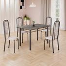 Conjunto de Mesa Retangular 120x75cm Tampo Ardósia Indiano 4 Cadeiras Lavínea