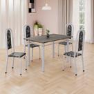 Conjunto de Mesa Retangular 120x75cm Tampo Ardósia Indiano 4 Cadeiras Lavínea