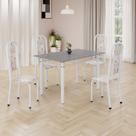 Conjunto de Mesa Retangular 120x75cm Tampo Granito Ocre 4 Cadeiras Lavínea