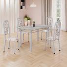 Conjunto de Mesa Retangular 120x75cm Tampo Granito Topázio 4 Cadeiras Lavínea