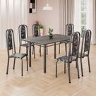 Conjunto de Mesa Retangular 140x75cm Tampo Ardósia Indiano 6 Cadeiras Lavínea Prata/Preto Floral/Mart Conjunto de Mesa Retangular 140x75cm Tampo Ardósia Indiano 6 Cadeiras Lavínea Prata/Preto Floral/Mart