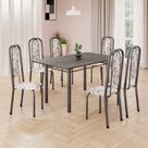 Conjunto de Mesa Retangular 140x75cm Tampo Ardósia Indiano 6 Cadeiras Lavínea
