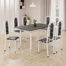 Conjunto de Mesa Retangular 140x75cm Tampo Ardósia Indiano 6 Cadeiras Lavínea