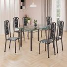Conjunto de Mesa Retangular 140x75cm Tampo de Vidro 6 Cadeiras Lavínea
