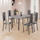 Conjunto de Mesa Retangular 140x75cm Tampo Granito Ocre 6 Cadeiras Lavínea