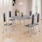 Conjunto de Mesa Retangular 140x75cm Tampo Granito Ocre 6 Cadeiras Lavínea