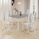 Conjunto de Mesa Retangular 140x75cm Tampo Granito Ocre 6 Cadeiras Lavínea