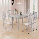 Conjunto de Mesa Retangular 140x75cm Tampo Granito Topázio 6 Cadeiras Lavínea Branco/Arabesco/Mart Pérola Conjunto de Mesa Retangular 140x75cm Tampo Granito Topázio 6 Cadeiras Lavínea Branco/Arabesco/Mart Pérola