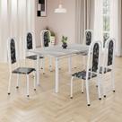 Conjunto de Mesa Retangular 140x75cm Tampo Granito Topázio 6 Cadeiras Lavínea Branco/Preto Floral Conjunto de Mesa Retangular 140x75cm Tampo Granito Topázio 6 Cadeiras Lavínea Branco/Preto Floral