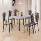 Conjunto de Mesa Retangular 140x75cm Tampo Granito Topázio 6 Cadeiras Lavínea Prata/Preto Floral/Mart Conjunto de Mesa Retangular 140x75cm Tampo Granito Topázio 6 Cadeiras Lavínea Prata/Preto Floral/Mart